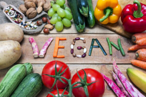 Gemüse, Schriftzug Vegan