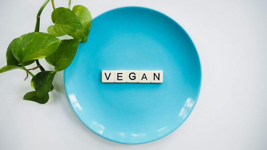 Teller mit der Aufschrift vegan